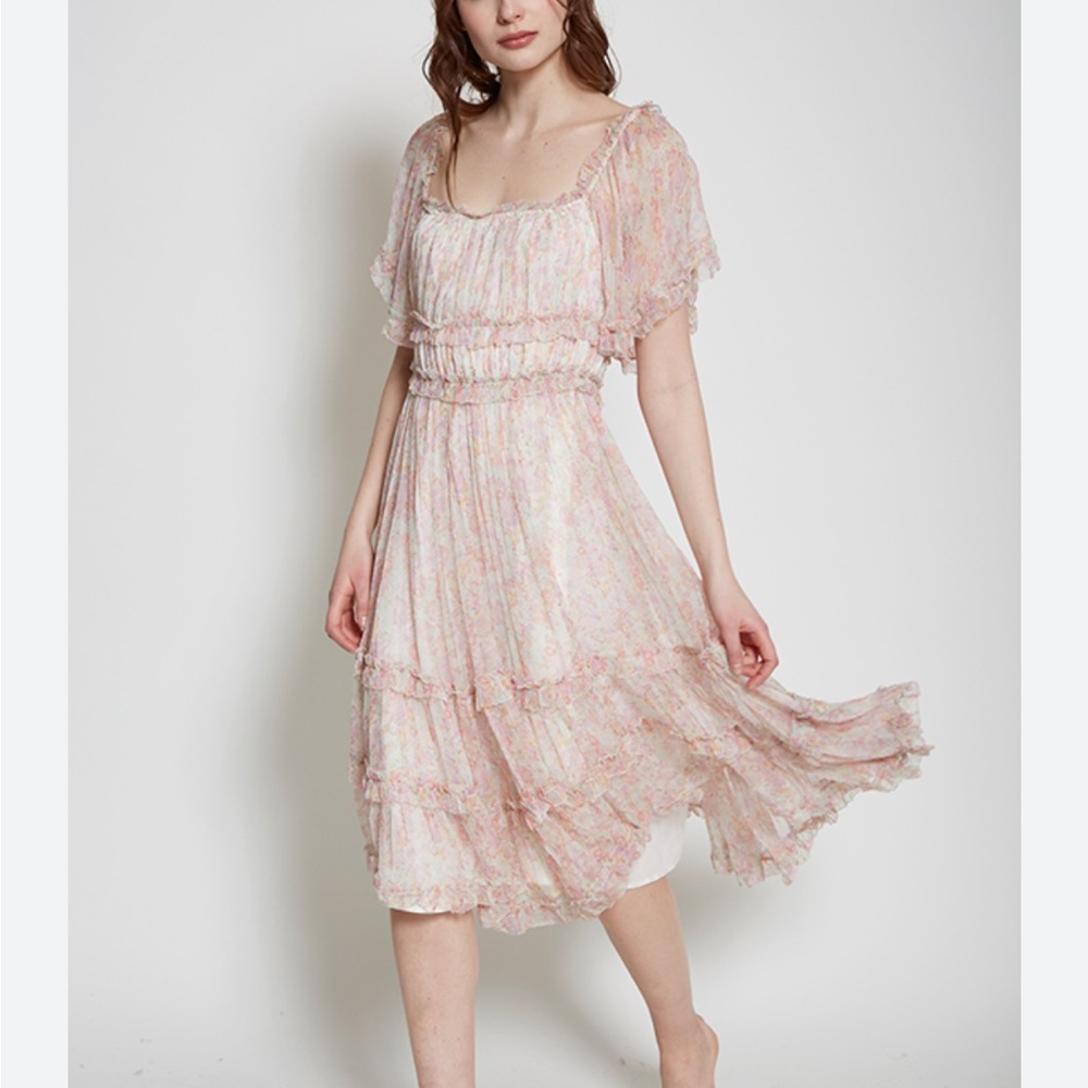 Elegant Floral Pink Dress